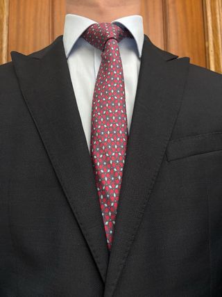 Corbata Hermés Roja y Azul