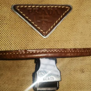 Tracolla Prada unisex tela beige/marrone