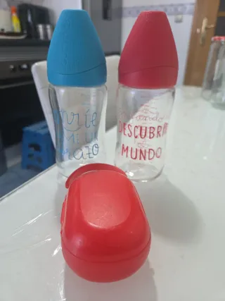 2 Biberones Cristal con Tapas