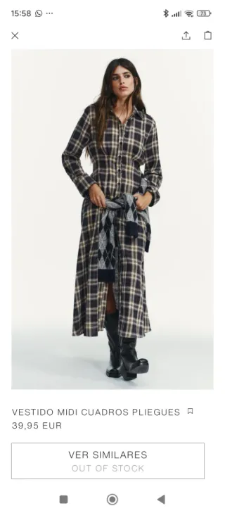 Vestido Zara cuadros largo