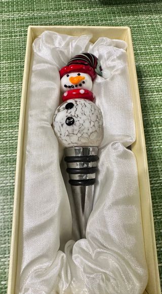 Tappo per vino pupazzo di neve in vetro