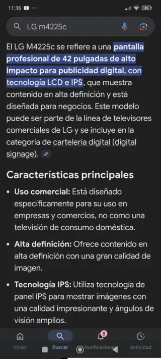 Pantalla Profesional LG M4225C