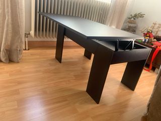 Mesa de centro elevable madera oscura
