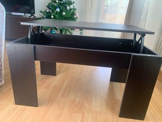 Mesa de centro elevable madera oscura