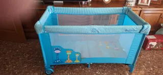 Cuna de viaje plegable azul