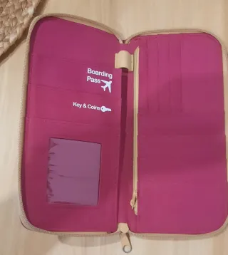 Cartera porta documentos viaje rosa lunares