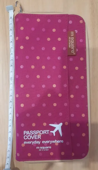Cartera porta documentos viaje rosa lunares