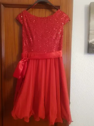 Vestido de fiesta rojo lentejuelas con chaqueta