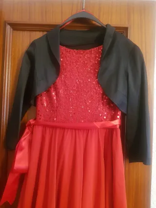 Vestido de fiesta rojo lentejuelas con chaqueta