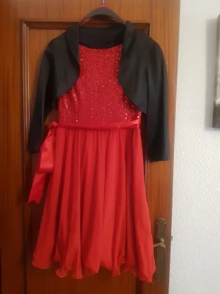Vestido de fiesta rojo lentejuelas con chaqueta