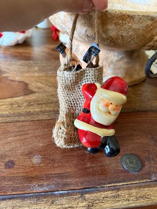 Babbo Natale ceramica con sacca iuta