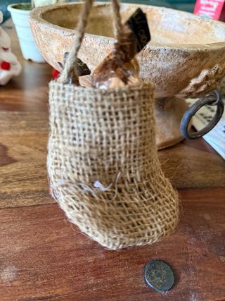 Babbo Natale ceramica con sacca iuta