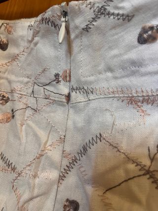 Falda Lino Estampada Beige y Marrón