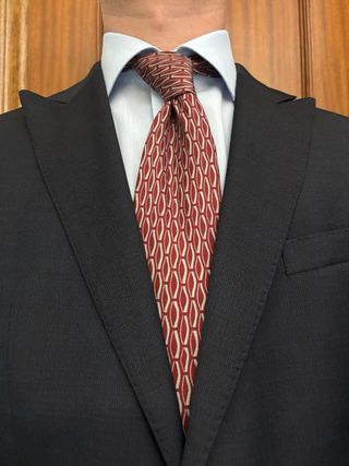 Corbata Hermes Roja Diseño Geométrico