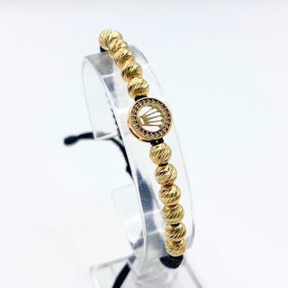 Pulsera Oro 18K, Corona y Bolas, 6.94gr, 18cm