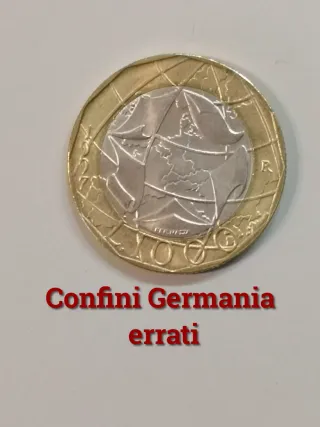 2 monete 1000 lire 1997 Confini errati e corretti