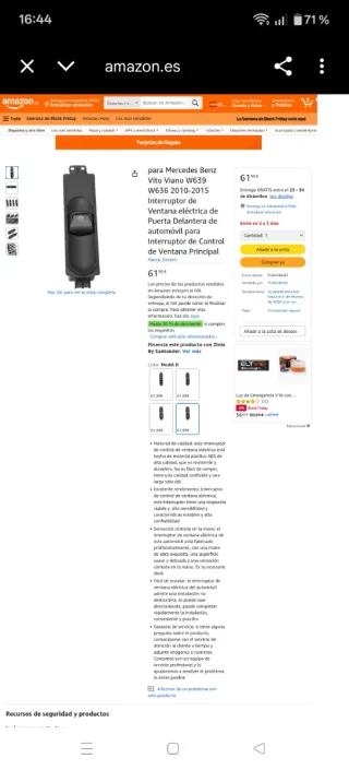 Interruptor Elevalunas Mercedes Vito/Viano