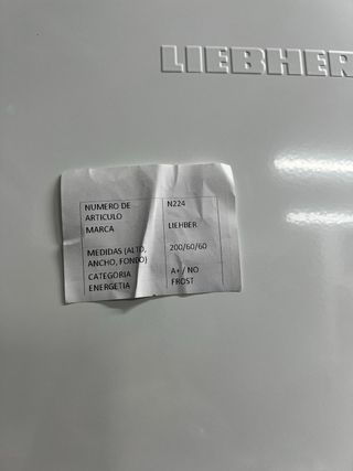 Nevera Liebherr Blanca