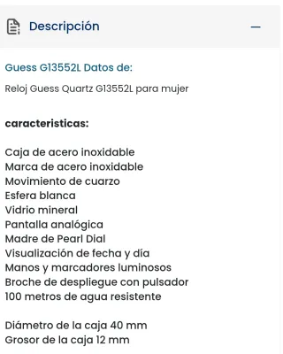 Reloj Guess Mujer Plata y Blanco con pedrería