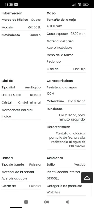 Reloj Guess Mujer Plata y Blanco con pedrería