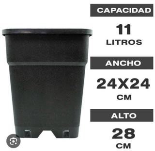 Macetas 11L Plástico Negro 24x24x28cm 0.35€