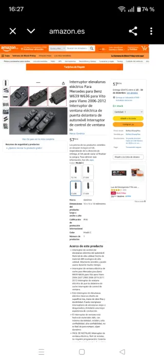 Interruptor elevalunas eléctrico Mercedes