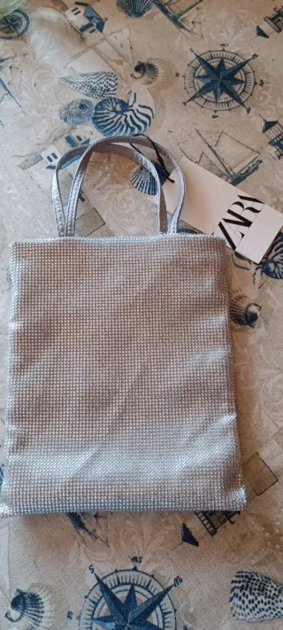 Bolso Zara Brillos Plata