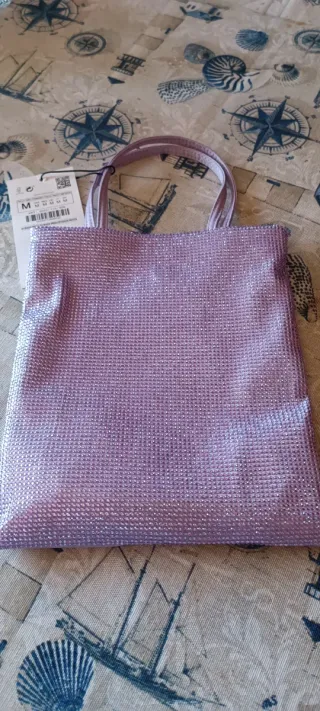 Bolso Zara Brillos Plata