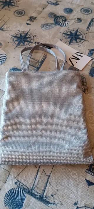 Bolso Zara Brillos Plata
