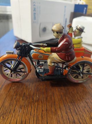 Lote Juguetes Hojalata Antiguos Moto Sidecar