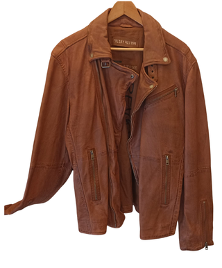 Cazadora Biker Piel Freaky Nation Marrón