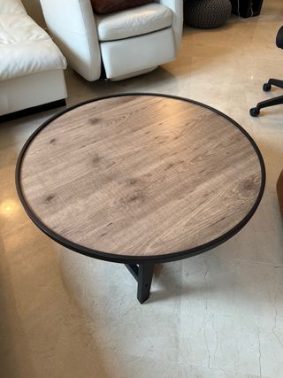 Mesa de centro redonda madera y metal