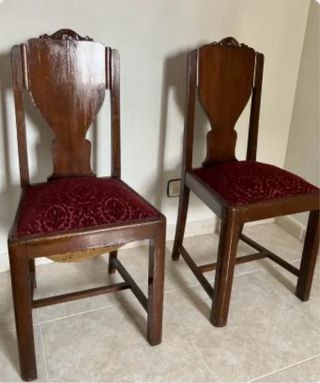 Conjunto 6 Sillas Madera Vintage Tapizado Rojo