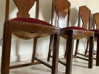 Conjunto 6 Sillas Madera Vintage Tapizado Rojo