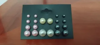 8 pares pendientes tipo perla