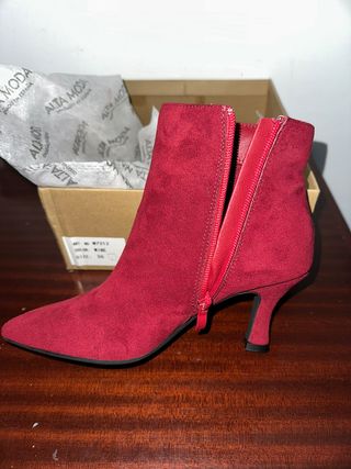 Botines rojos tacón - Talla 36