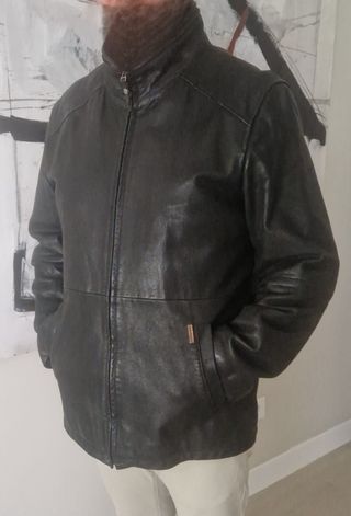 Cazadora de piel CARAMELO tres cuartos