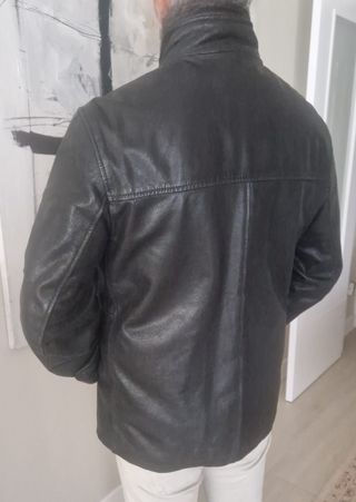 Cazadora de piel CARAMELO tres cuartos