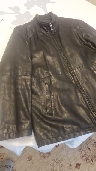 Cazadora de piel CARAMELO tres cuartos