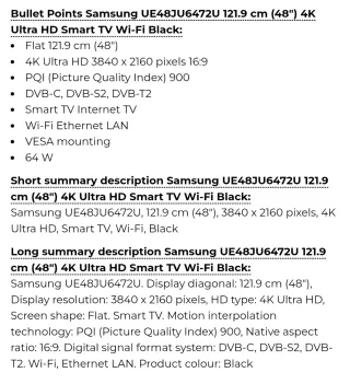 Samsung Smart TV UE48JU64