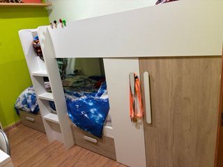 Cama tren con armario y cajones