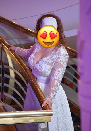 Vestido Novia/Fiesta Blanco Corto Encaje