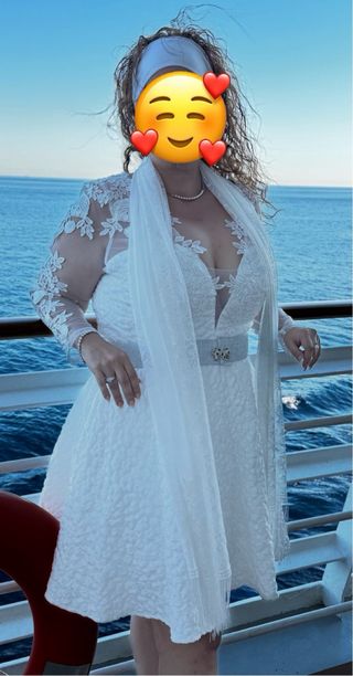 Vestido Novia/Fiesta Blanco Corto Encaje