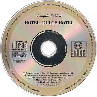 JOAQUÍN SABINA  HOTEL, DULCE HOTEL  CD 1987