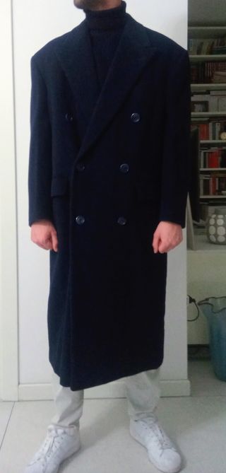 Cappotto doppiopetto sartoriale blu