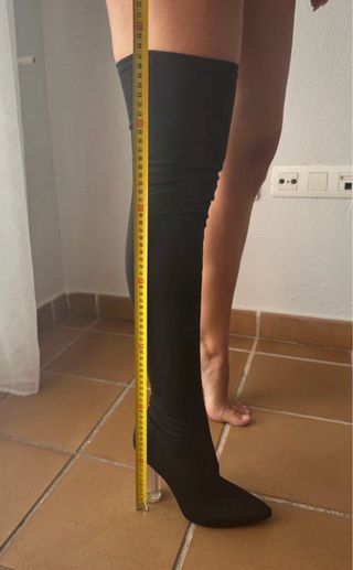 Bota mosquetera Marypaz preta salto transparente