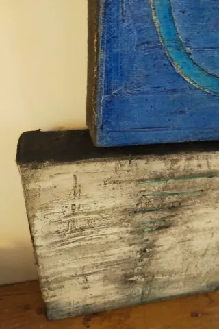 Quadro scultura blu e bianco