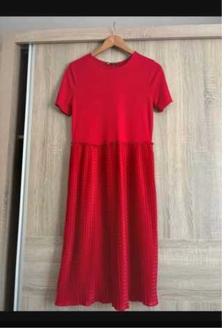 Vestido Zara Rojo Midi