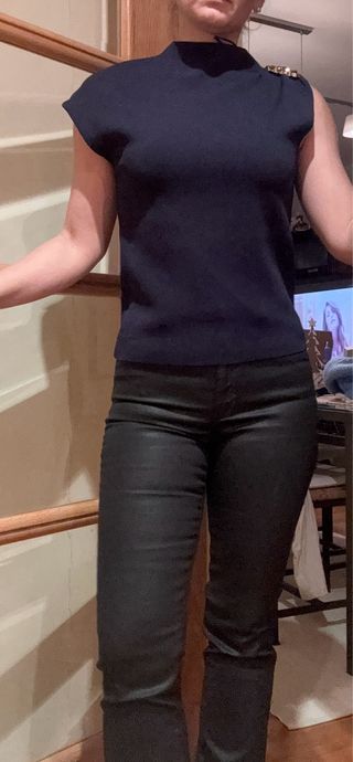 Camiseta de punto azul marino talla M