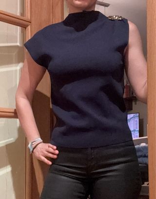 Camiseta de punto azul marino talla M